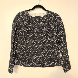TALBOTS COTTON BLEND JACKIE FIT FLOWER LACE OVERLAY JACKET SIZE 8